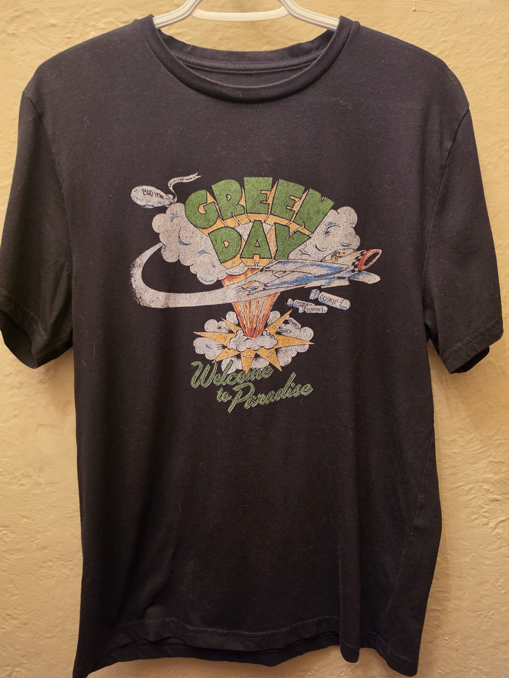 Green Day Welcome to Paradise Dookie Graphic Band T Shirt Black Size M